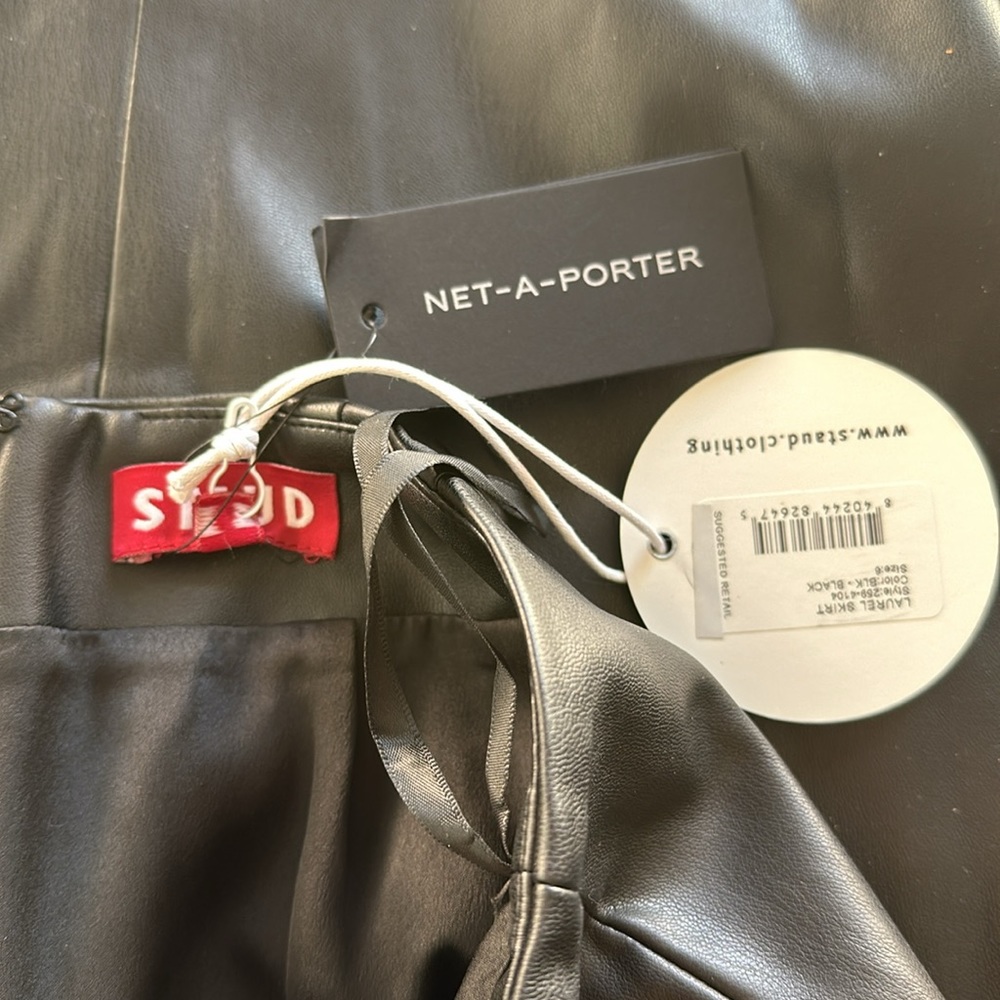 NWT STAUD vegan leather black skirt - 6 - Picture 7 of 8